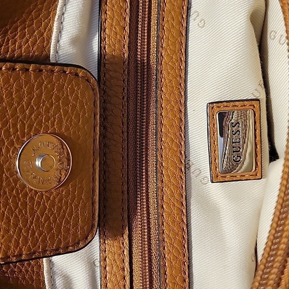 GUESS Camel Brown Three Compartment Dome Tote Satchel - Picture 7 of 9